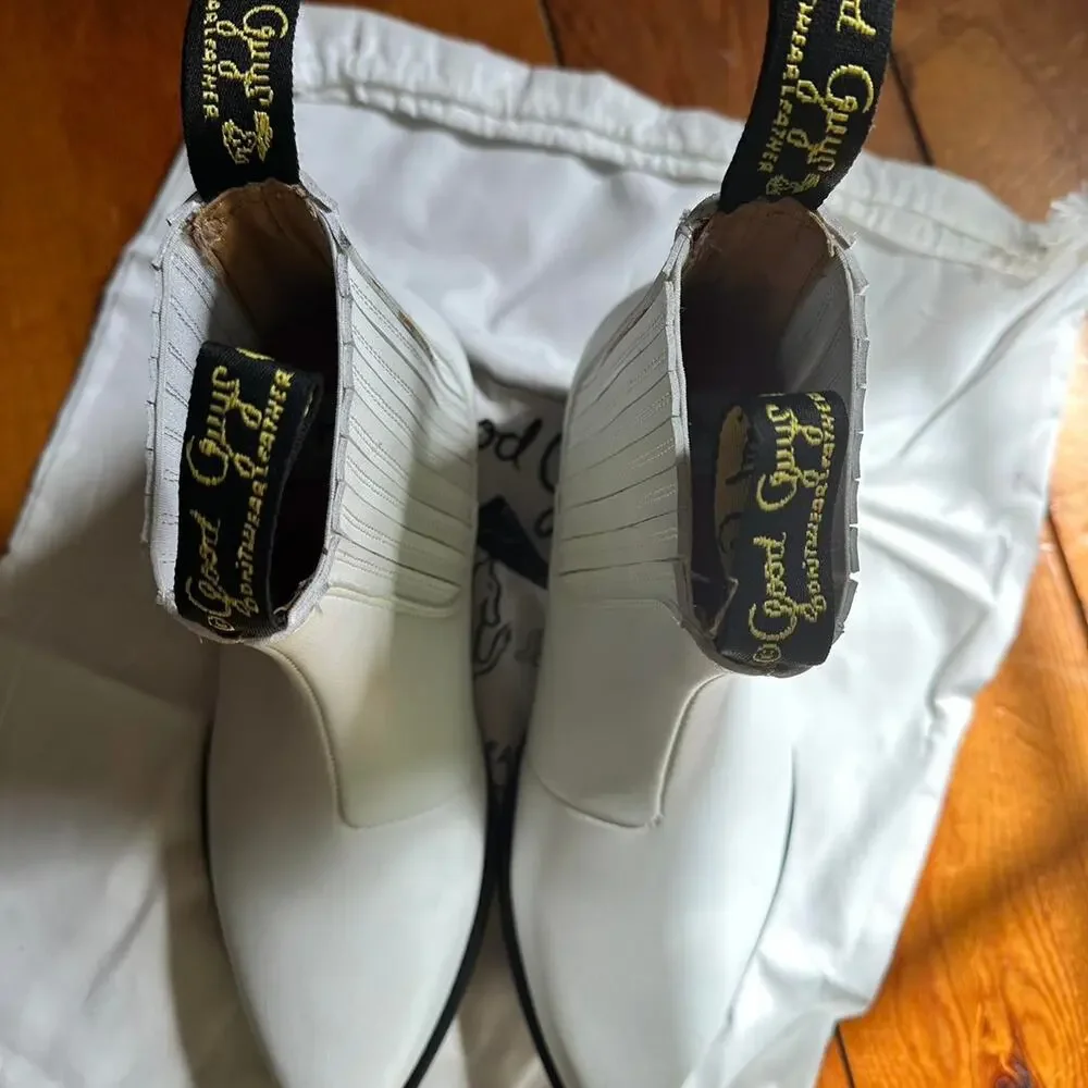 Good Guys Dont Wear Leather White Chelsea Cowboy Boots